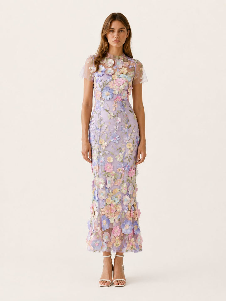 Beautiful floral print midi dress, an elegant wedding guest or party dress. Perfect for spring/summer.