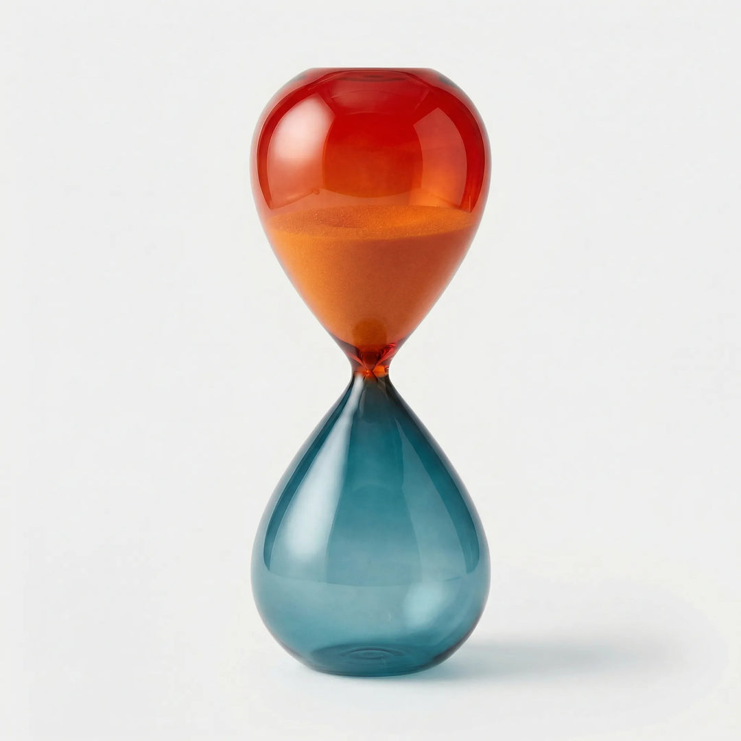 Stylish sand timer hourglass for focus and meditation. Modern desk accessory, ideal for home or office decor. Unique gift.