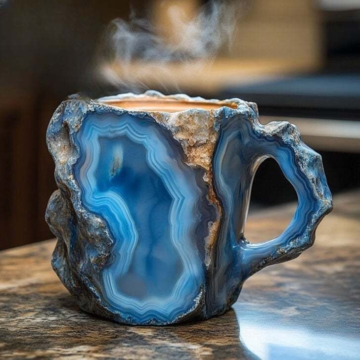 Elegant handcrafted crystal coffee mug, gemstone-inspired for sophisticated drinkware.