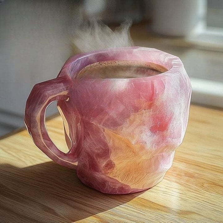 Handcrafted gemstone crystal coffee mug, an elegant & unique gift mug for coffee lovers.