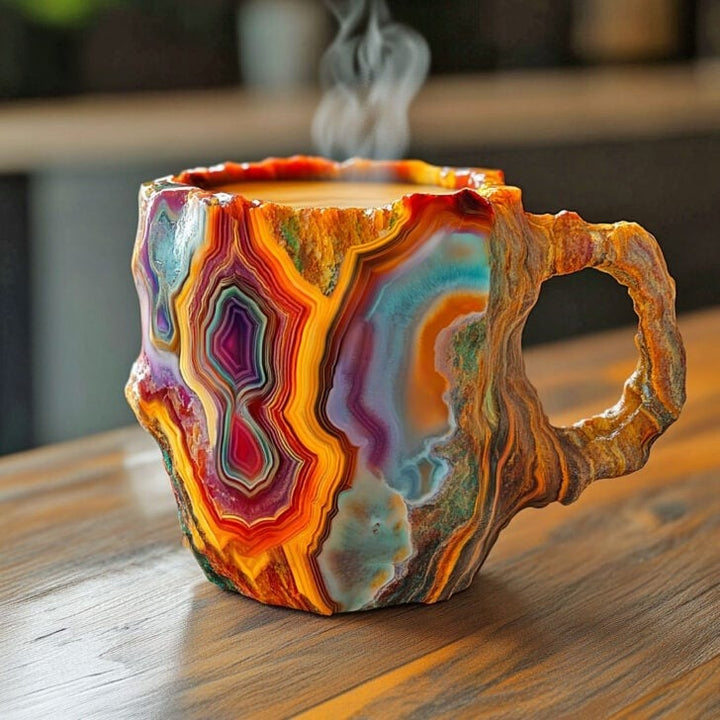 Gemstone-inspired crystal coffee mug, elegant handcrafted drinkware for daily coffee or tea.