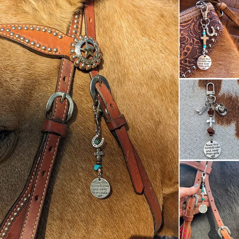 Elegant horse saddle & bridle charm clip, perfect equestrian accessory gift