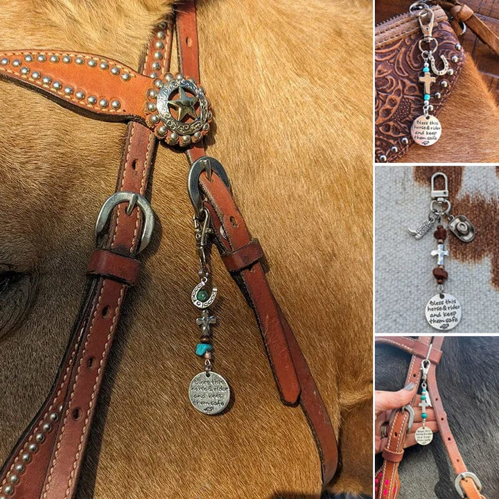 Elegant horse saddle & bridle charm clip, perfect equestrian accessory gift
