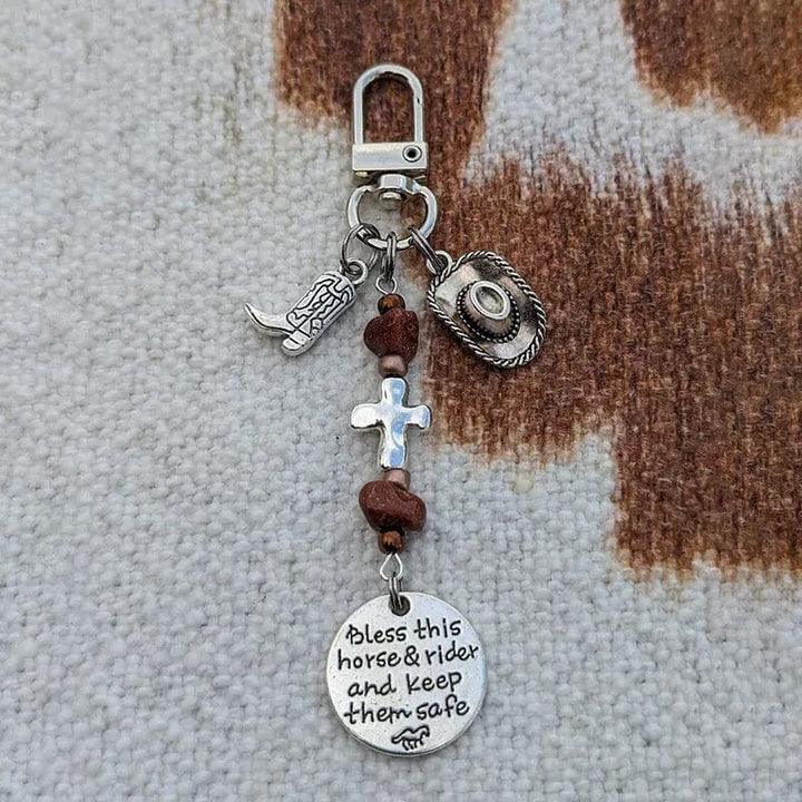 Shiny horse saddle & bridle charm clip, reflecting light elegantly
