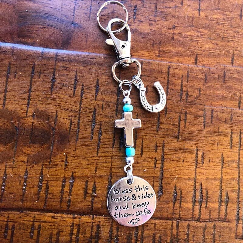 Close-up of a sophisticated horse saddle and bridle charm clip