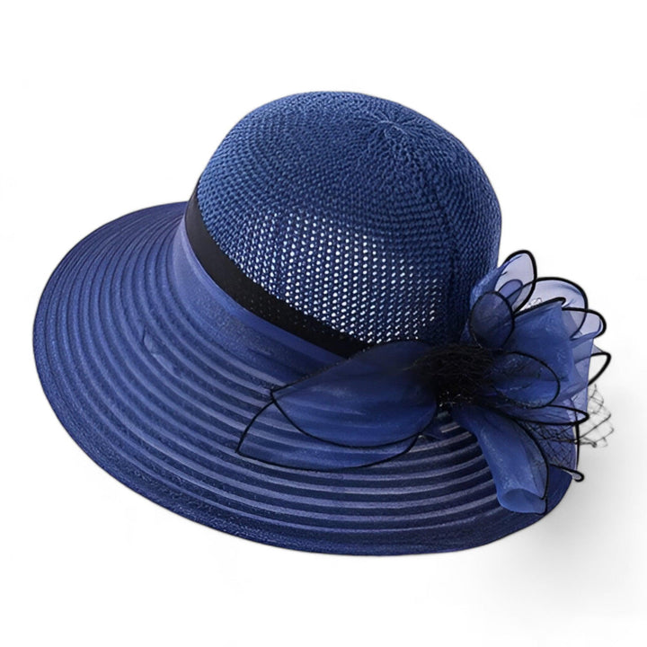 Elegant khaki wide brim sun hat for women, perfect for special occasions, garden parties & beach.