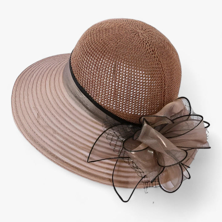 Stylish Bellavue women's wide brim sun hat, ideal for elegant summer events, garden parties & beach.