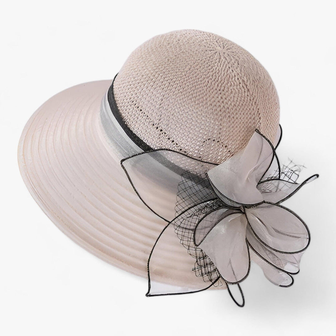 Beautiful Bellavue khaki wide brim hat for women, an elegant sun accessory for special events & vacations.