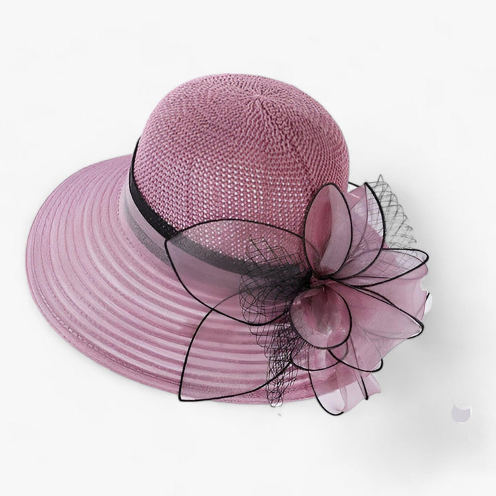 Chic khaki wide brim sun hat for women, perfect for elegant summer gatherings, garden parties & beach fashion.