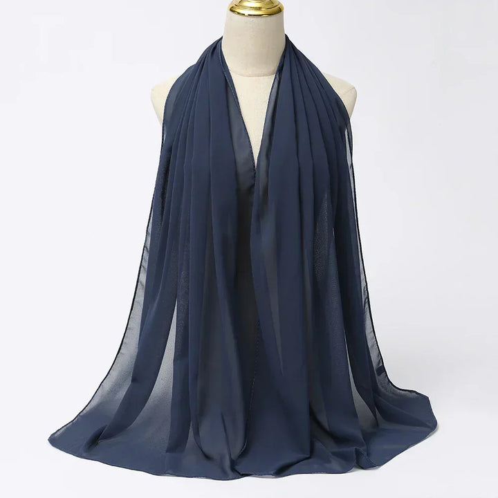 Soft, lightweight chiffon hijab scarf, perfect as an elegant head covering or fashion wrap.