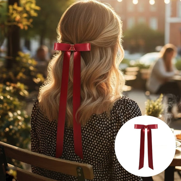 Elegant magnetic bow hair clip for women, instantly adding volume to various hairstyles.