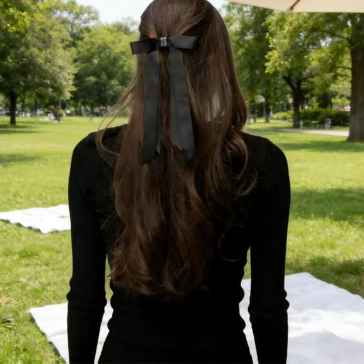 Packaging of the women's magnetic bow hair clip, highlighting its volumizing benefits.