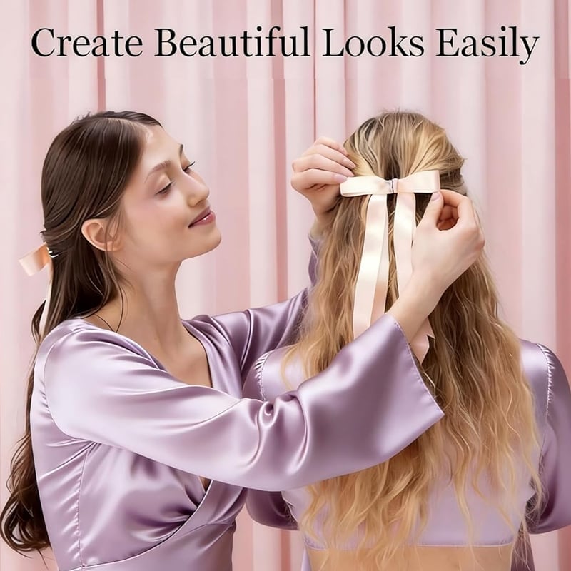 Magnetic bow hair clip in a rich red color, offering an elegant hair volumizer.