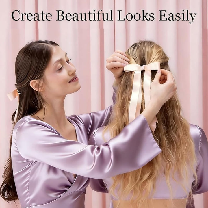 Magnetic bow hair clip in a rich red color, offering an elegant hair volumizer.