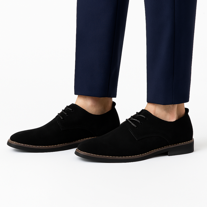 Men's classic blue Derby shoes, versatile lace-up footwear for formal events, office, or smart casual outfits.