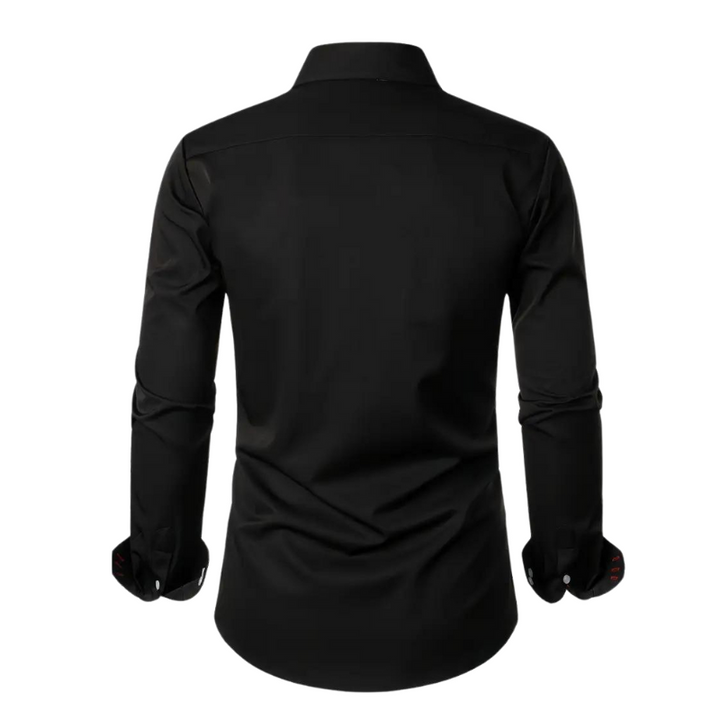 Versatile men's slim fit party dress shirt. Elegant long sleeve button down for formal & semi-formal.