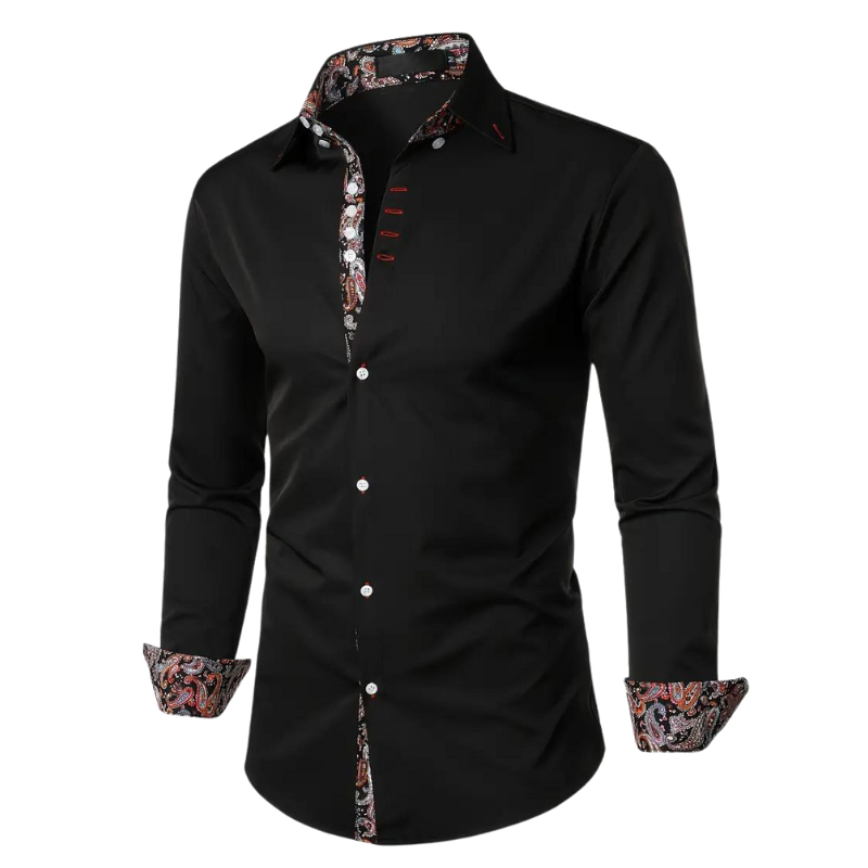 Chic men's long sleeve dress shirt, slim fit, button down. Perfect party & formal event fashion.