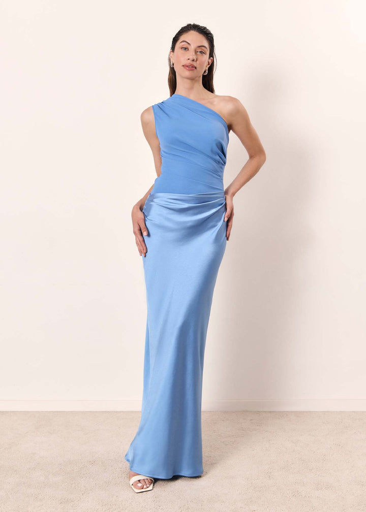 Stylish women's one-shoulder formal dress, ideal for cocktail parties and special occasion wear
