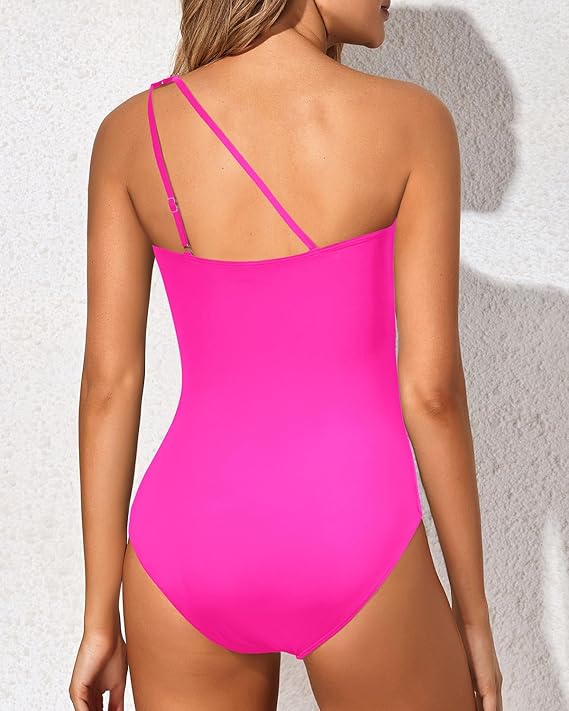 Flattering one-shoulder women's swimsuit, tummy control for a stunning beach experience.