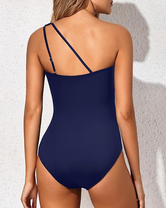 Women's stylish one-shoulder swimwear, tummy control design for an elegant summer look.