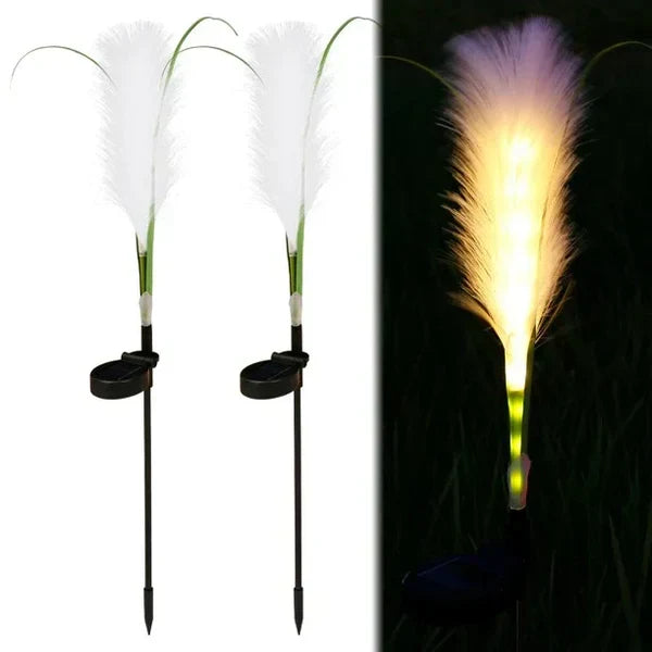 Ambient outdoor lighting with a unique reed design, perfect for enhancing garden and patio decor.