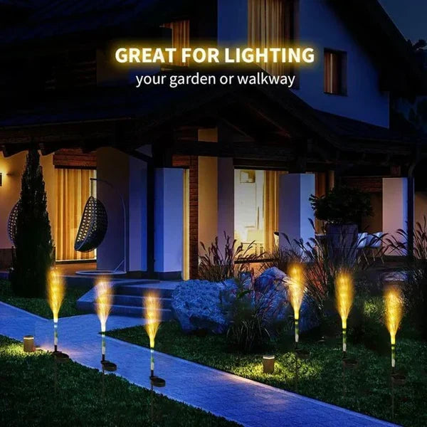 Set of modern reed landscape lights for stylish garden and lawn decor, providing outdoor lighting.