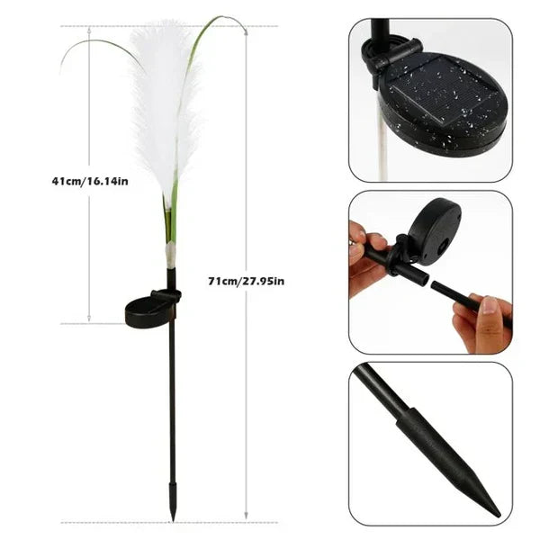 Elegant outdoor reed lights offering subtle landscape lighting for a sophisticated garden ambiance.