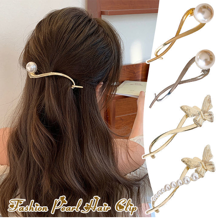 Elegant pearl hair clip, perfect for women's daily wear or special occasions, a stylish hair accessory.