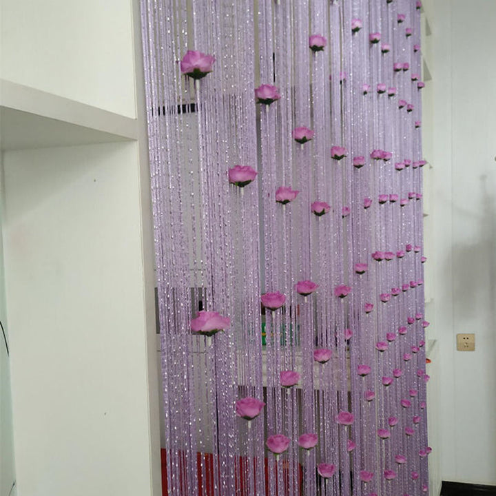 Rose thread door curtain, artfully designed with intricate tassel details