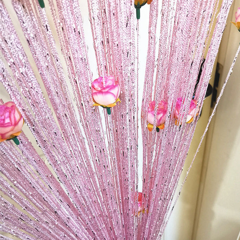 Decorative Rose Thread Tassel Door Curtain, adding visual interest to a plain wall opening