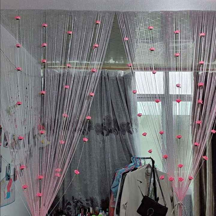 Stylish Rose Thread Tassel Door Curtain, offering privacy with a decorative flair