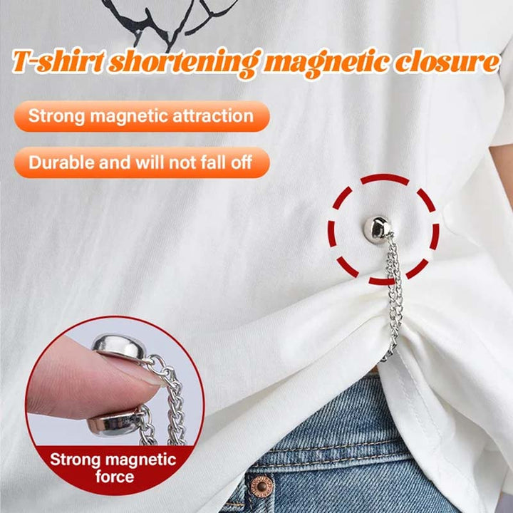 Close-up of a decorative magnetic clothing clip with a pearl accent, perfect for fashion-forward women.