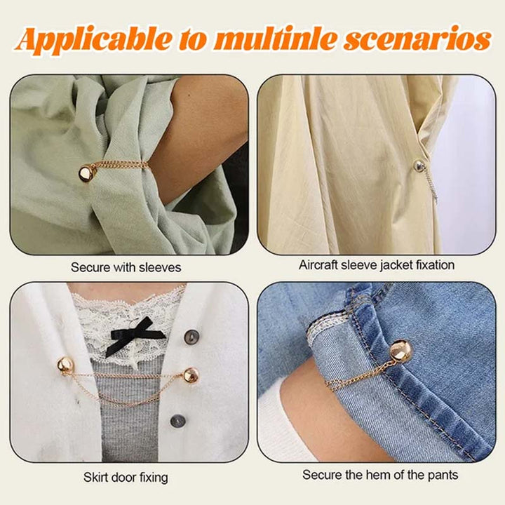 Magnetic garment adjuster clips for women's oversized clothing, offering an instant style enhancement.