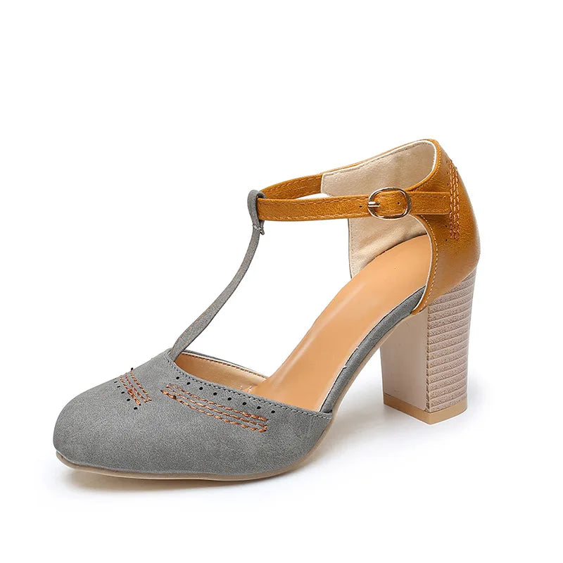 Fashionable two-tone block heels for women, an elegant and comfortable addition to any wardrobe