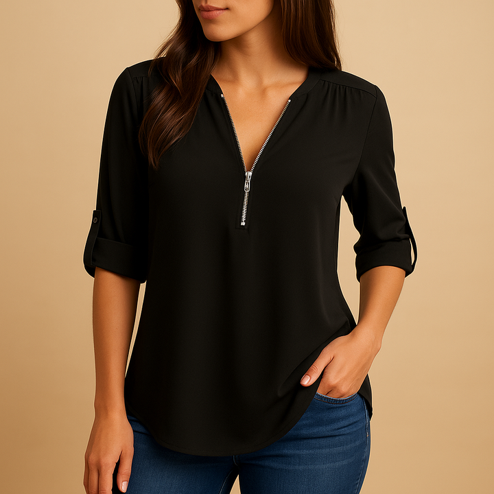Versatile airy V-neck blouse for women, ideal for summer fashion & comfortable daily style.
