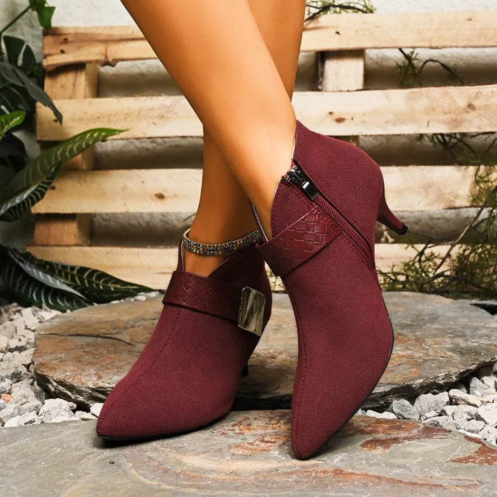 Women's high-heeled shoes: wine red pointed toe stilettos, a statement of classic feminine style.