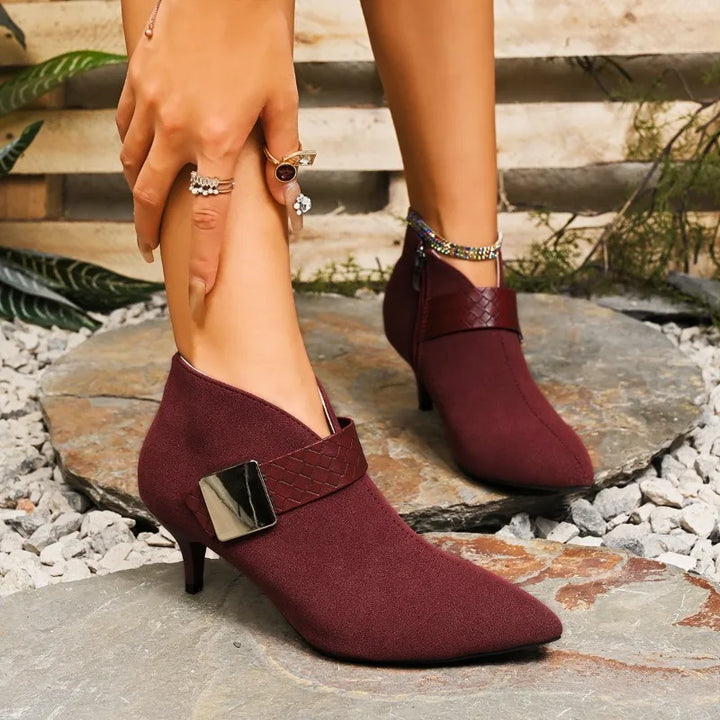 Elegant brown pointed toe stiletto heels, offering a chic option for various formal events.