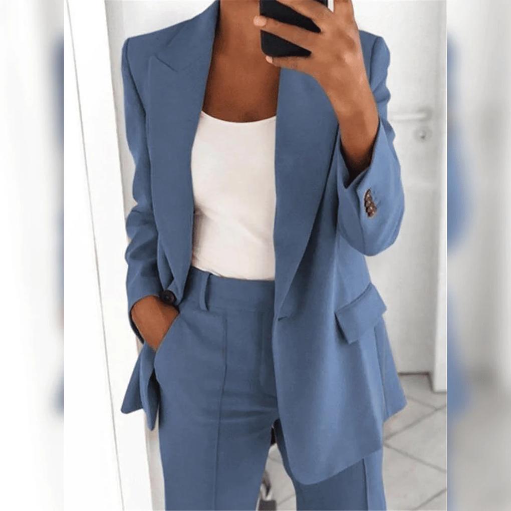 Polished women's 2-piece suit for professional office wear, featuring an elegant design & comfortable fit.