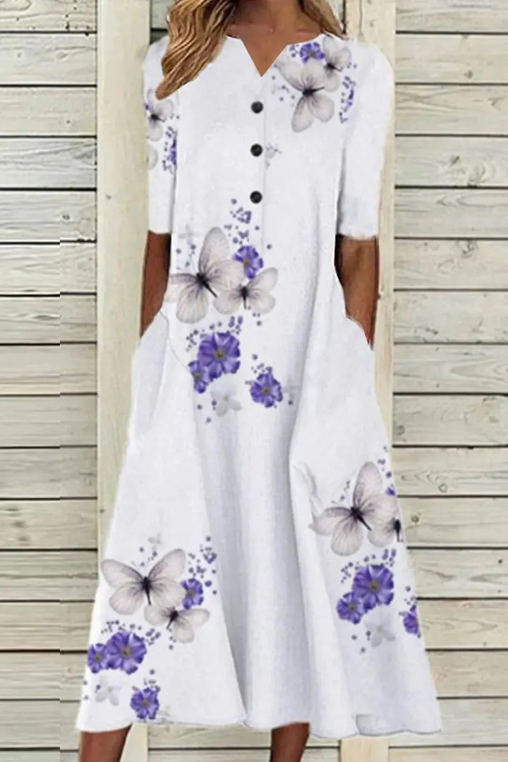 Comfortable flowy belted midi dress for women, stylish for any occasion, day or night.