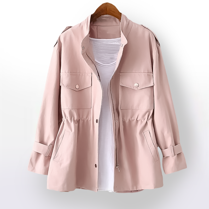 Elegant women's cargo trench coat, perfect for fall fashion and stylish outerwear.