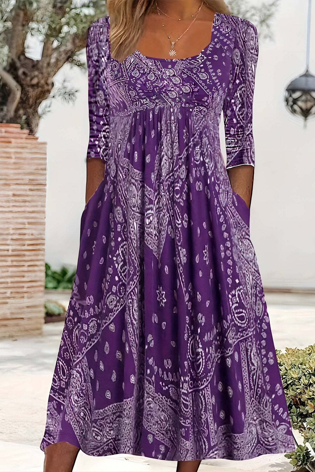 Women's classic midi dress, A-line cut, ideal for cocktail, formal, or casual occasions. Knee-length, flattering.