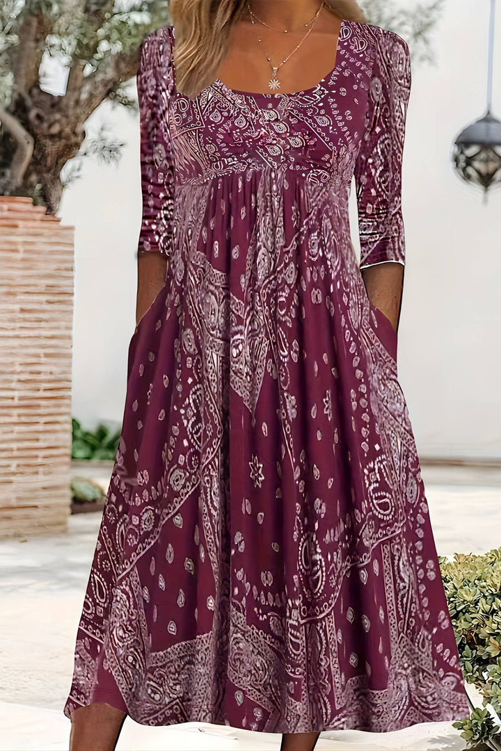 Sophisticated women's classic midi dress with a flattering A-line design, suitable for both formal and casual settings.