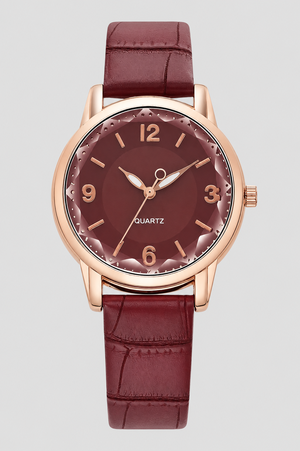 Sophisticated women's quartz watch. Classic minimalist design with an elegant embossed strap for a refined look.