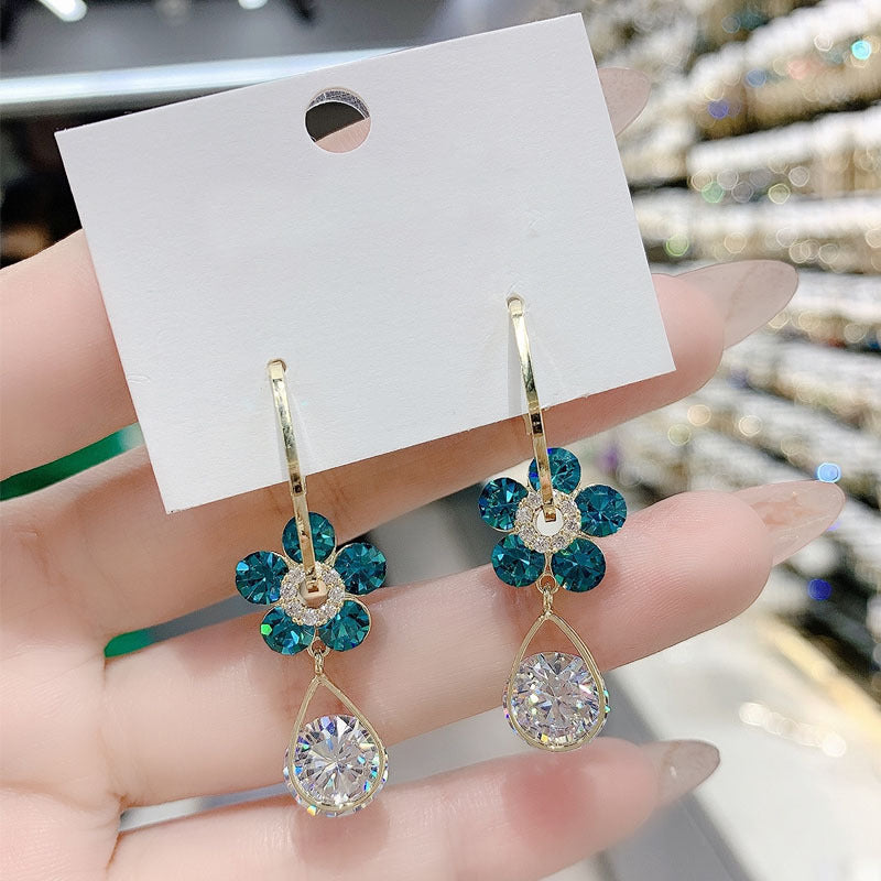 Gift-ready crystal flower earrings for women, featuring brilliant facets and timeless design