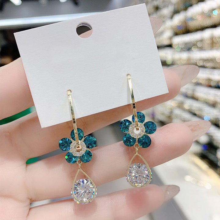 Gift-ready crystal flower earrings for women, featuring brilliant facets and timeless design