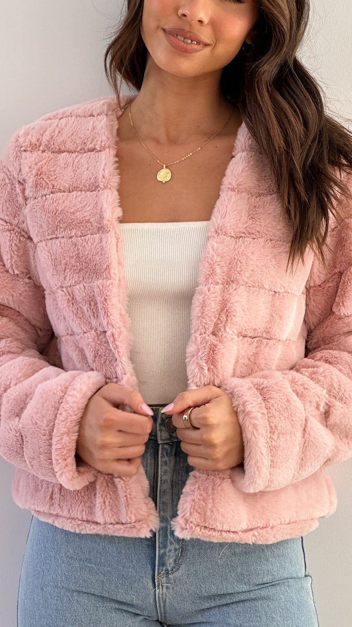 Sophisticated women's cropped faux fur evening jacket, a must-have for elegant events.