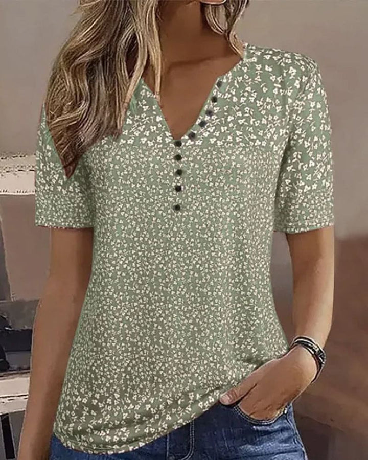 Lightweight floral button-up shirt for women, a relaxed fit summer top ideal for casual wear and vacation.