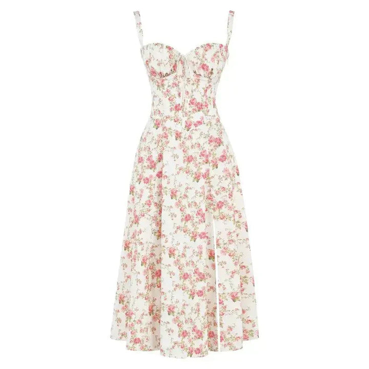 Elegant women's floral midi dress, perfect for day wear or special events, flowing