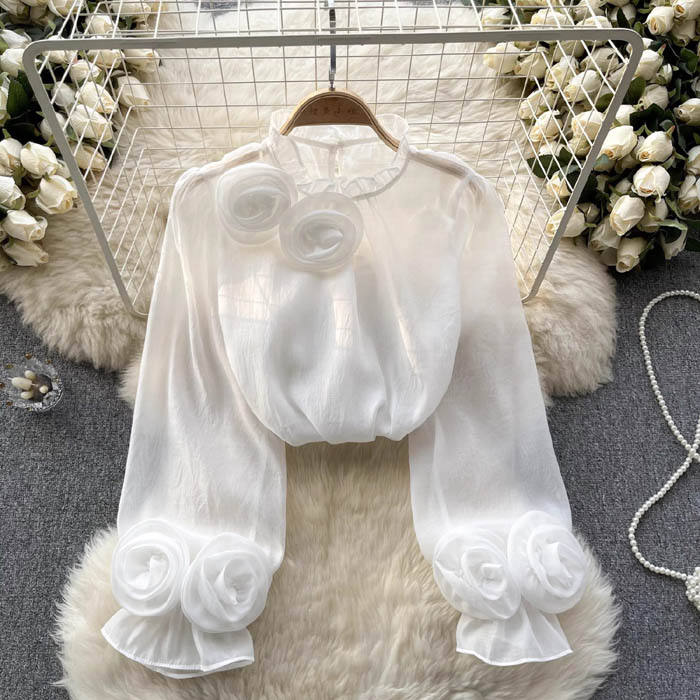 Lightweight women's fashion blouse with an elegant floral pattern for spring