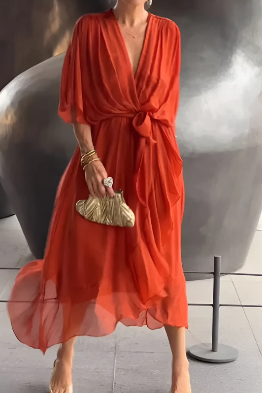 Stunning Seren style elegant maxi dress for women, ideal as a flowing evening gown, formal wear, or holiday dress.